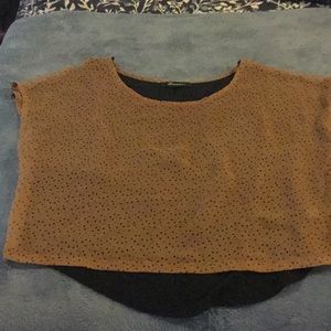 Brown with black polka dot pullover top